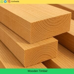Stacked wooden timber planks used in building construction, showing smooth surface and wood grain texture