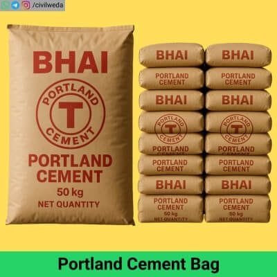 Portland cement bag showing packaging of Bhai Portland Cement used in construction – Civil Weda