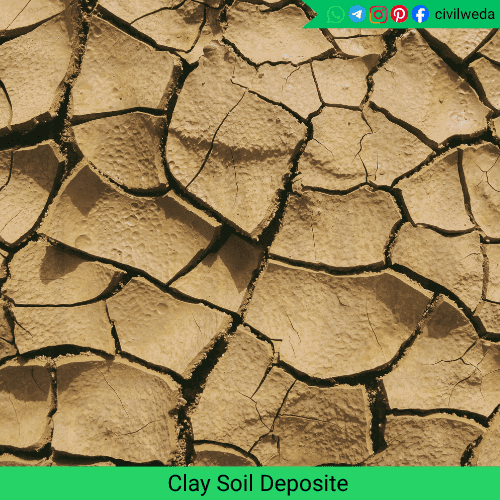 Cracked surface of dry clay soil showing fine texture and shrinkage pattern - Clay Soil Deposite used in civil engineering.