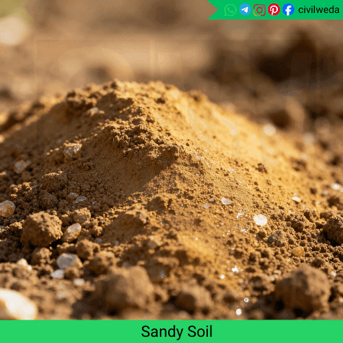 Close-up view of sandy soil mound showing fine grains and natural golden-brown color used in construction and backfilling.