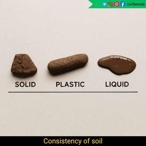 Different states of soil showing solid, plastic, and liquid consistency used to explain Atterberg Limits.